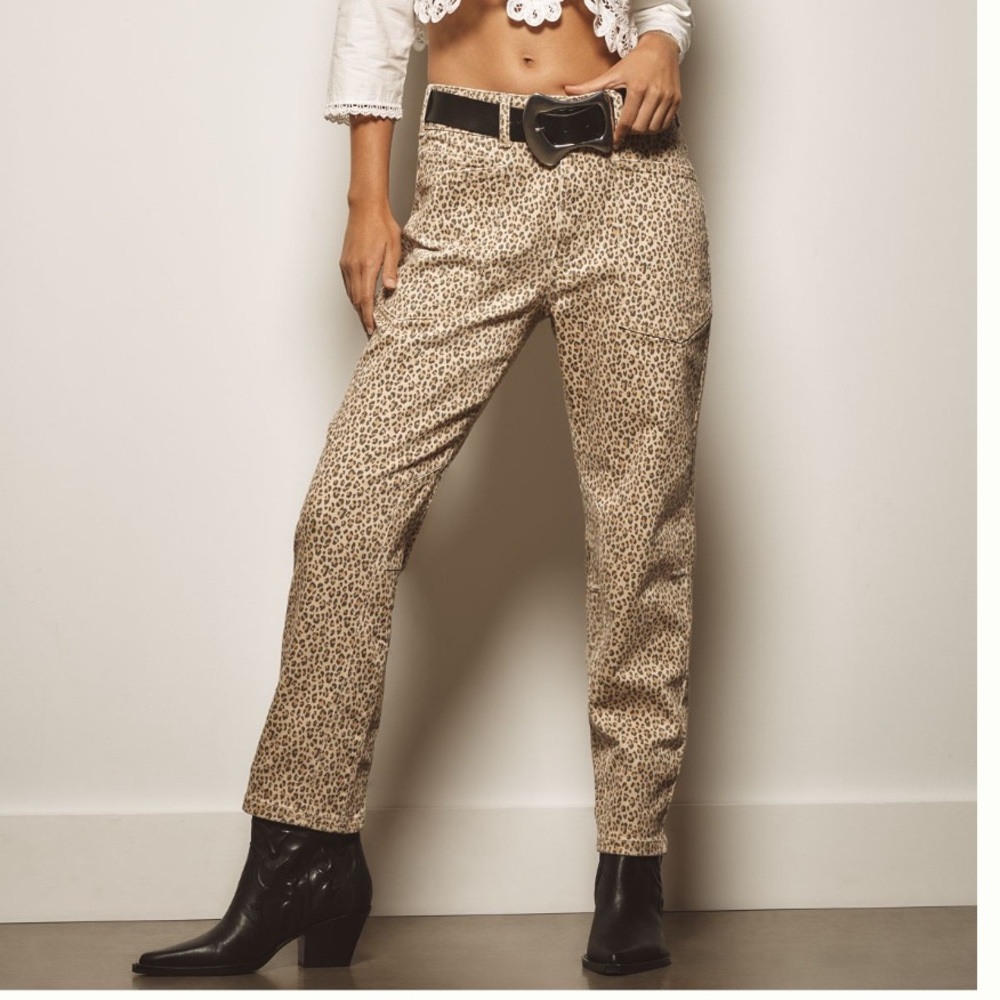 Anthropologie Leopard Print Straight Leg The Wanderer Pants 28